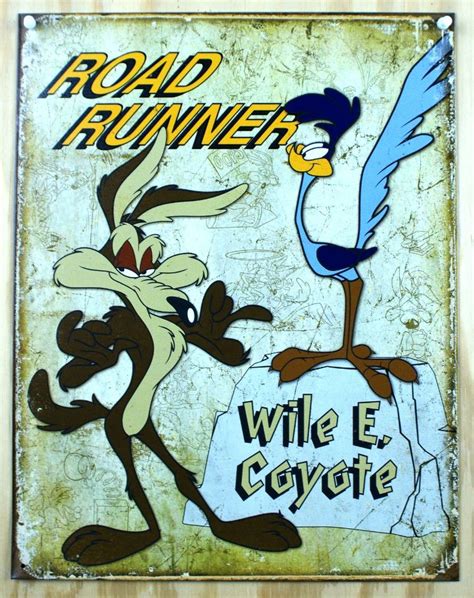 Wile E Coyote And Road Runner Tin Sign 60 S Cartoons Looney Tunes Mel