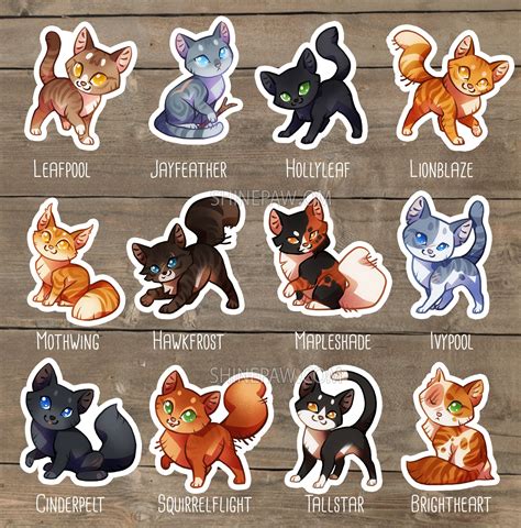 warrior cats sticker set ii shinepaw design