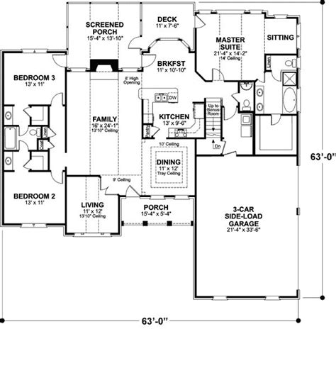 ranch style house plan    bed  bath  car garage basement house plans ranch