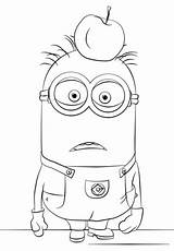 Coloring Pages Minion Tom Apple Kevin Bob Head Birthday Minions Printable Color Print Dot Despicable Drawing Cartoon Cartoons sketch template