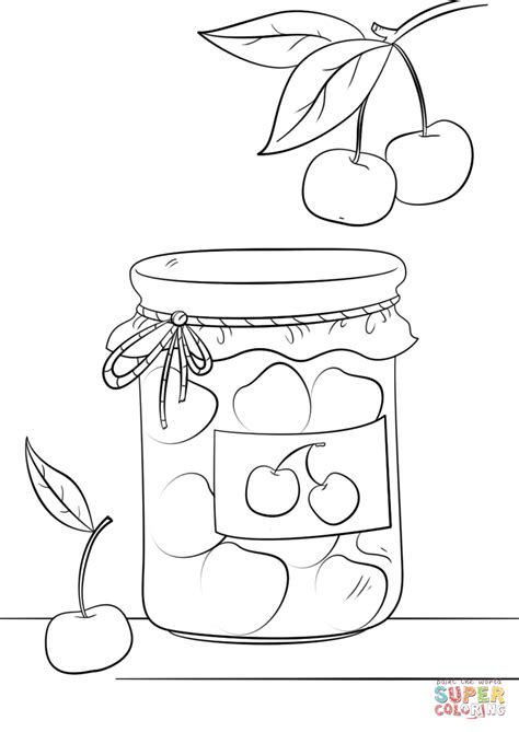cherry jam jar coloring page  printable coloring pages