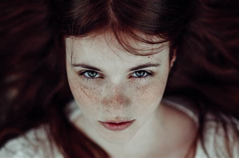 Wallpaper Face Women Redhead Model Looking At Viewer Red