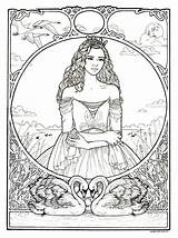 Coloring Swan Maiden Fairy Folktale Adultos sketch template