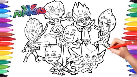 gambar pj masks coloring book drawing kids catboy gekko owlette pages