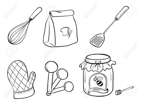 kitchen utensils drawing food coloring pages coloring pages