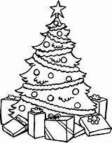Tree Christmas Coloring Pages Printable Kids Presents sketch template