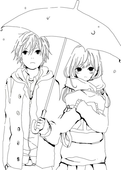 anime couple outline coloring pages riset