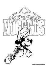 Nuggets Denver Pages Coloring Mickey Mouse Nba sketch template