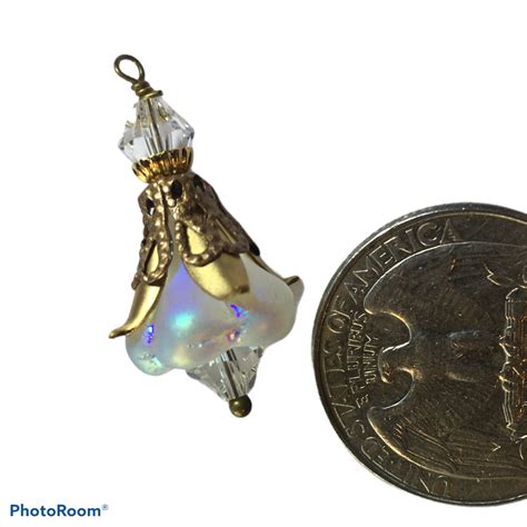 crystal drop bellflower pc czech beads focal opal violet pendant
