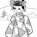 Colorir Bonecas Kokeshi Japan1 Coloringp Japonesa sketch template