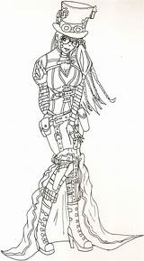 Steampunk Oc Lineart Coloring Pages Drawings Adult Deviantart Drawing Color Ups Grown People Visit sketch template
