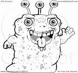 Ugly Coloring Waving Cartoon Alien Monster Clipart Pages Vector Thoman Cory Outlined Template Royalty sketch template