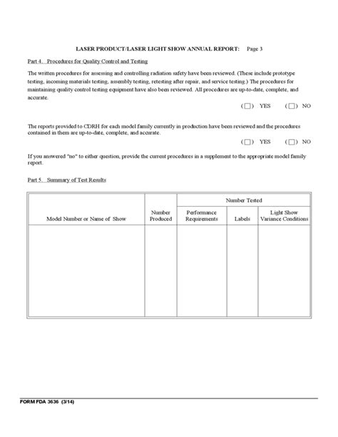 Form FDA 3636 - Annual Reports on Radiation Safety Testing