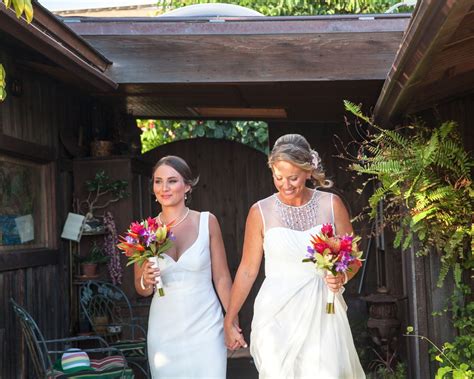 lesbian wedding ceremony smiling brides beach wedding ideas lgbt our maui lesbian