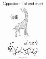 Tall Short Coloring Opposites Worksheets Kids Preschool Print Twistynoodle Pages Soft Hard Kindergarten Outline Slow Fast Printable Twisty Matching Draw sketch template