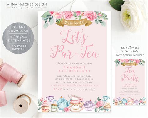 tea party invitation birthday par tea invite baby shower etsy tea