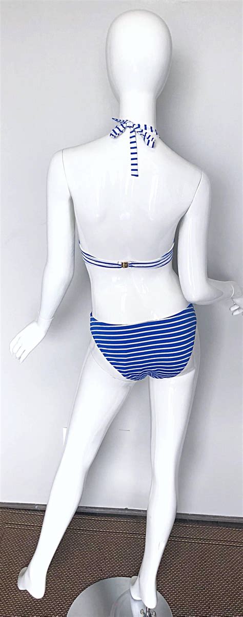 nwt moschino blue white striped nautical sexy cut out monkini one piece