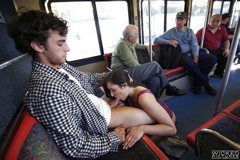 brunette exhibitionist anastasia black giving a blowjob on public bus