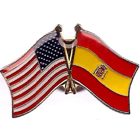 Box Of 12 Spain And Us Crossed Flag Lapel Pins Spanish And American Double