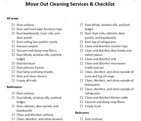 move  cleaning checklist landlord tenant detailed checklist