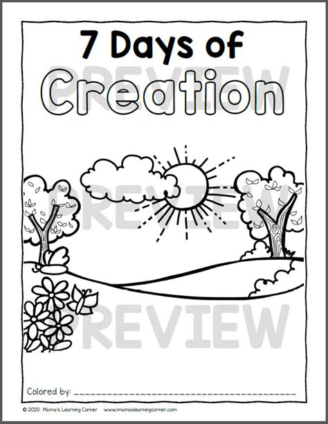days  creation coloring pages mamas learning corner