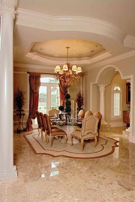dining room  neutral colors   polished marble floor marble