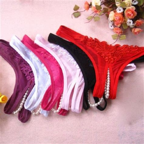 underwear pearl sexy g string crotchless lace night panties thongs open