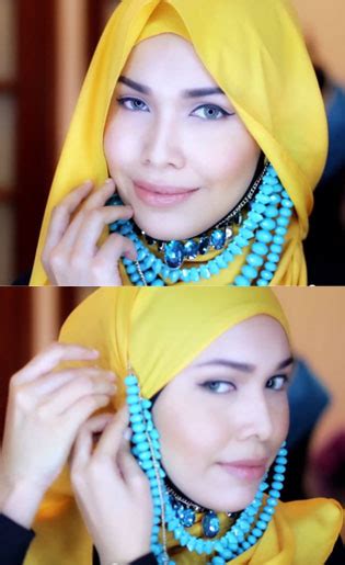 tutorial hijab dengan kalung terinspirasi gaya putri arab