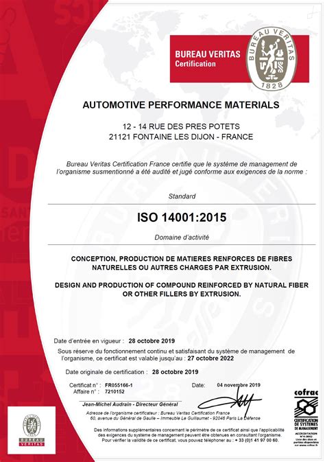 certification iso  automotive performance materials