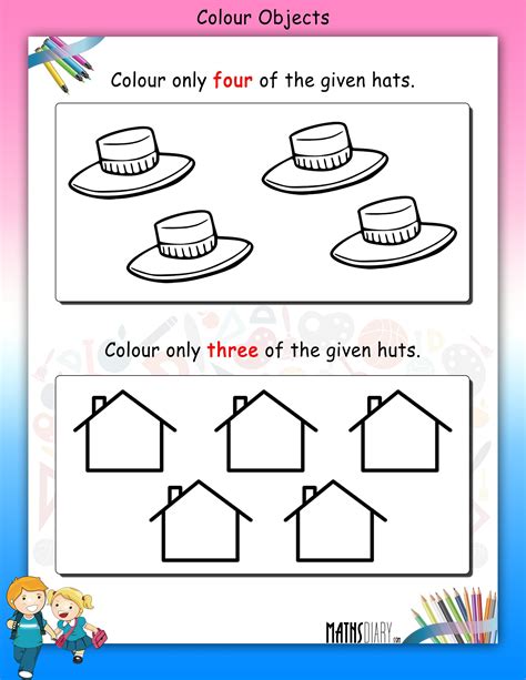 colour objects math worksheets mathsdiarycom