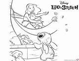 Stitch Lilo Ohana Coloring Pages Boat Printable Color Kids sketch template