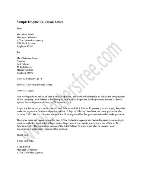 sample dispute collection letter