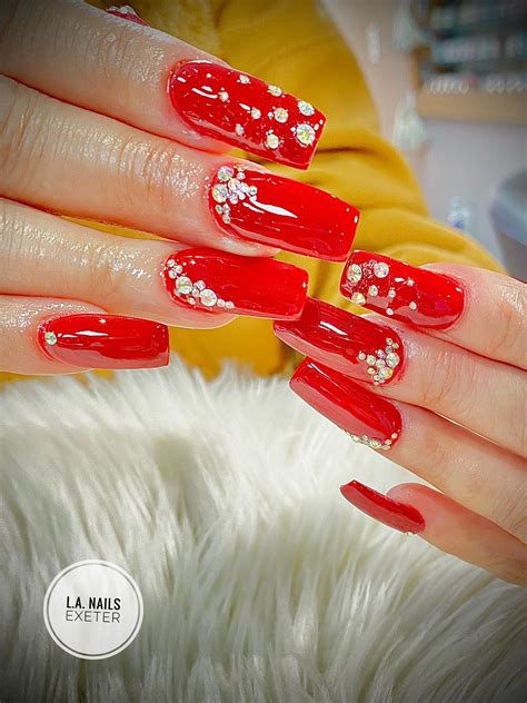 red beautiful diamond la nails day spa exeter