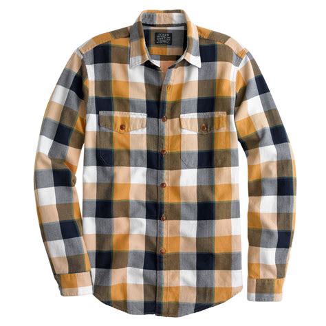 lyst jcrew flannel shirt  classic plaid  yellow  men