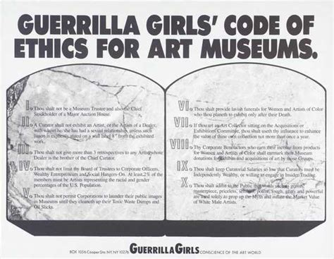 ‘guerrilla Girls’ Code Of Ethics For Art Museums‘ Guerrilla Girls