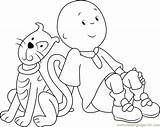 Caillou Coloring Cat Sitting Pages Smiling Coloringpages101 Categories sketch template