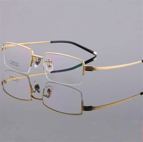 buy pure titanium men half rimless eyeglass frames