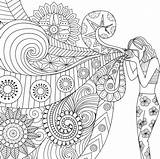 Mandalas Chica Kaleidoscope Zentangle Dibujado sketch template