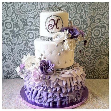Purple Ombré Ruffle Cake Decorated Cake By Stephanie Cakesdecor
