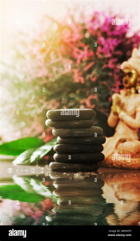 dayspa massage stones spa  wellness setting basalt stones