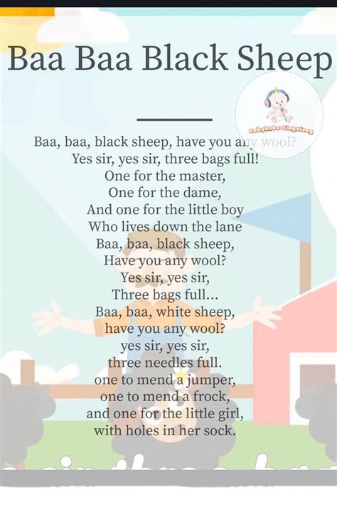 lyrics  baa baa black sheep nursery rhymes lyrics baa baa black