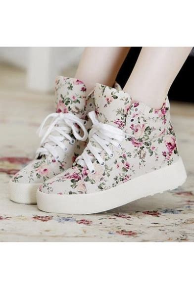 colorful flower pattern canvas flat shoes beautifulhalocom