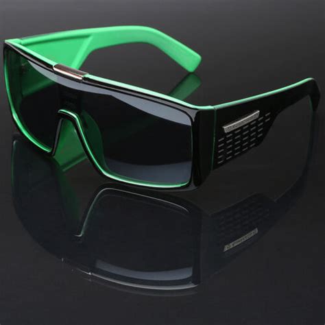 Green Oversized Big Thick Bold Frame Sunglasses Square Shield Lens Mens