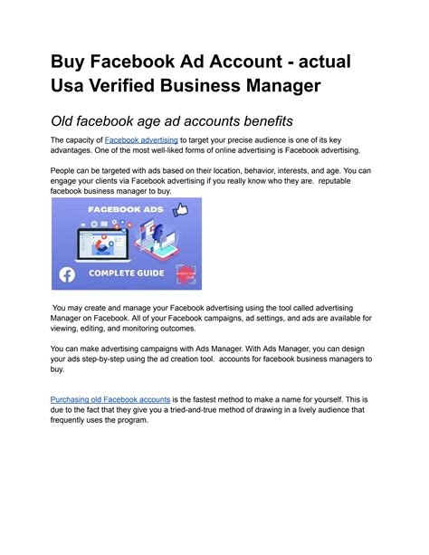 buy facebook ad account usa verified business manager