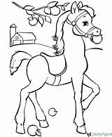 Horse Coloring Printable Pages Apple Tree sketch template