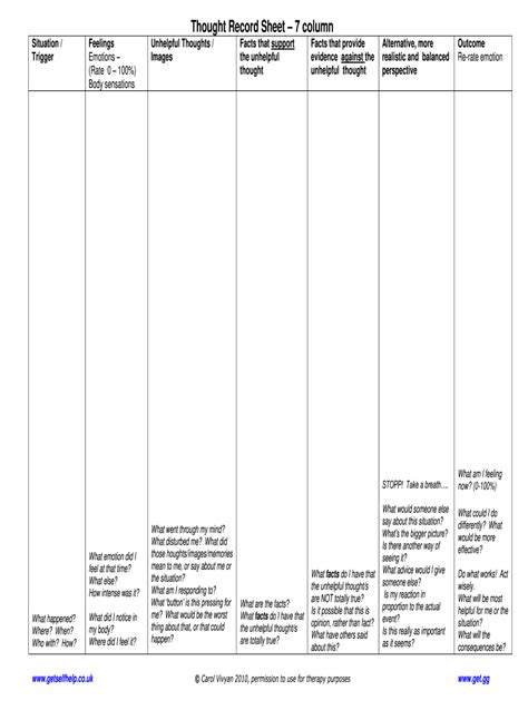 thought column fill  printable fillable blank pdffiller