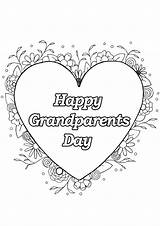 Grandparents Coloring Happy Pages Kids Heart Printable Children Color Flowers Print Adults Parents Simple Justcolor Getcolorings Adult sketch template