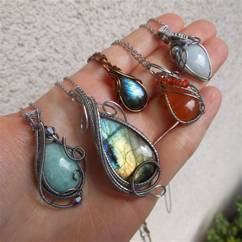 wire wrapped pendants ive  rcrafts