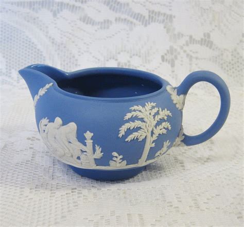 wedgwood blue jasperware creamer neo classical scenes and flora in relief with images