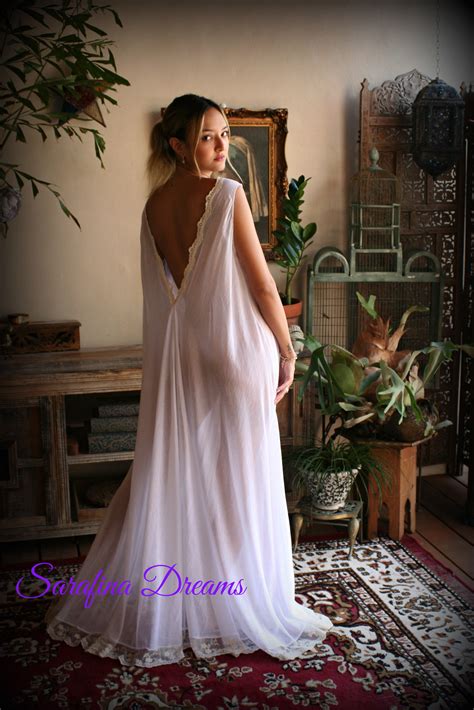 Cotton Nightgown White Cotton Sleepwear Backless Dress Etsy